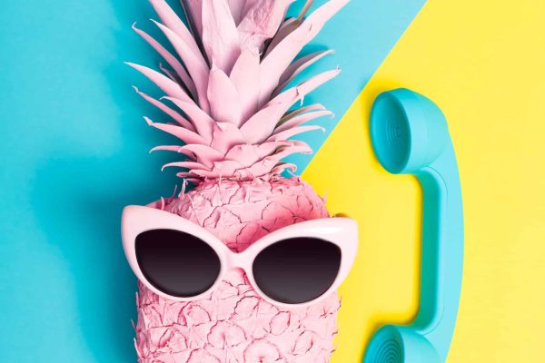 Painted,Pineapple,With,Sunglasses,On,A,Vibrant,Duotone,Background